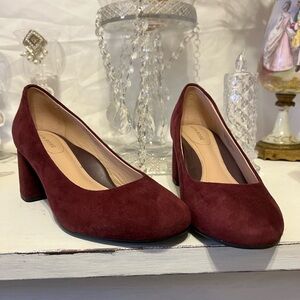 Taryn Rose Deep Red Suede Heels